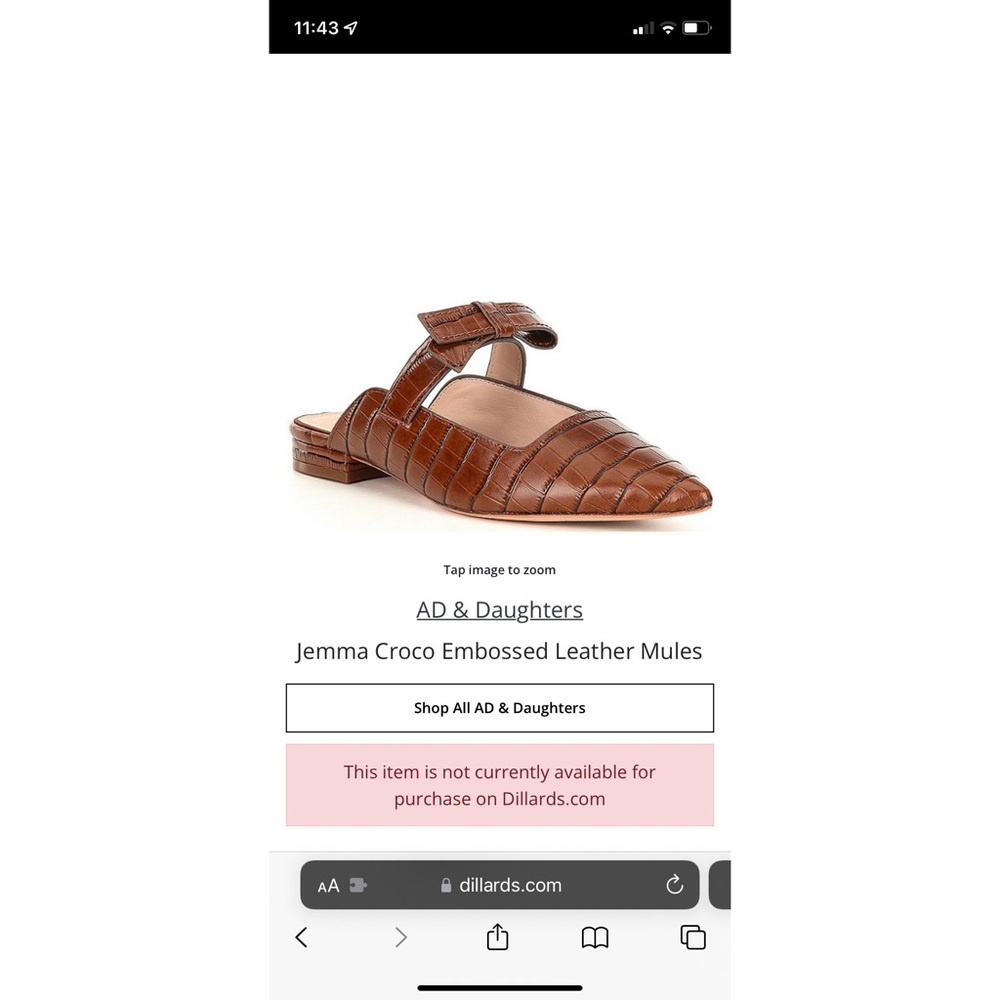 AD & Daughters Jemma Croco Embossed Leather Mules
